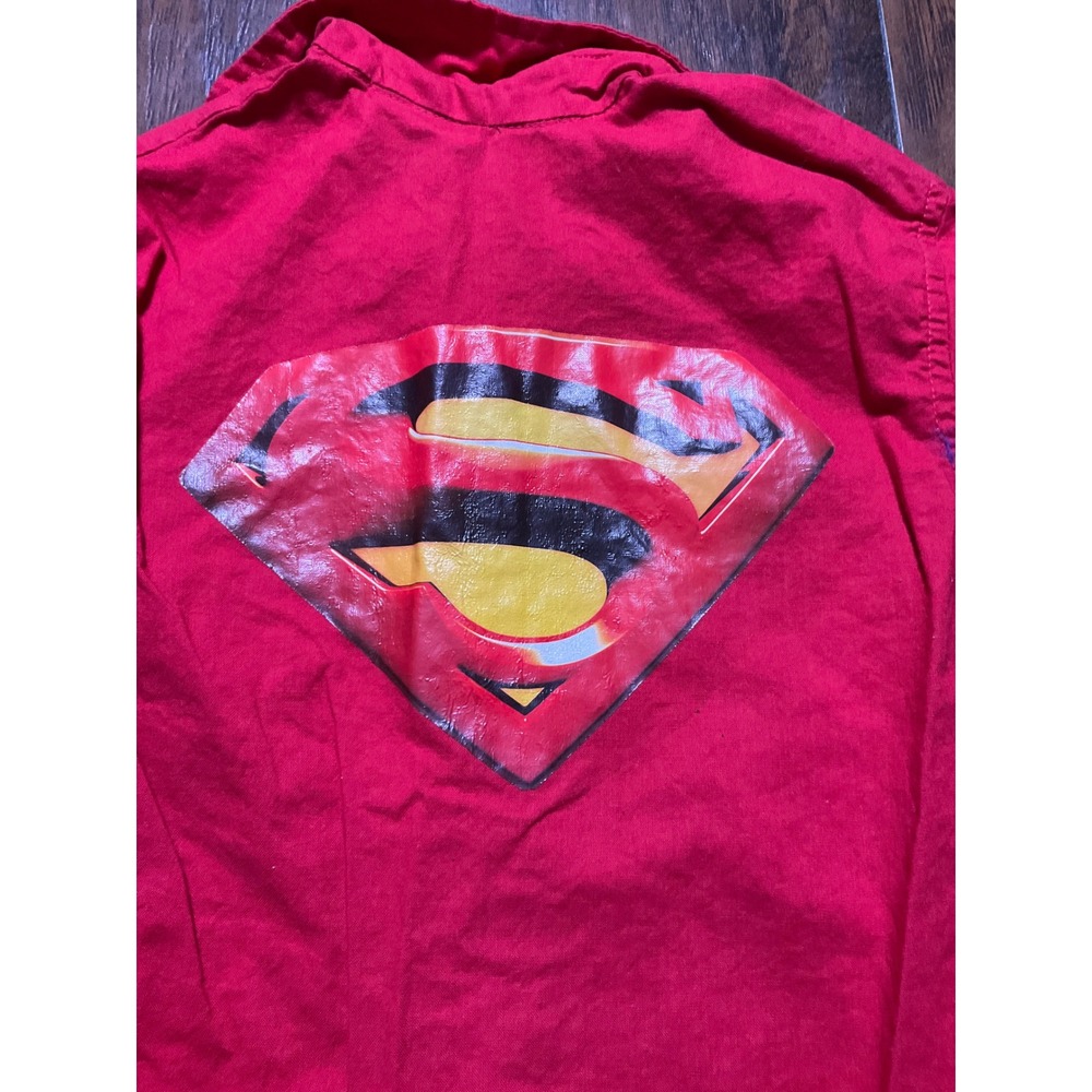 Superman DC Comics Red Button Down Shirt Boys Size 4/5 Short Sleeve Cotton Top - Picture 6 of 6